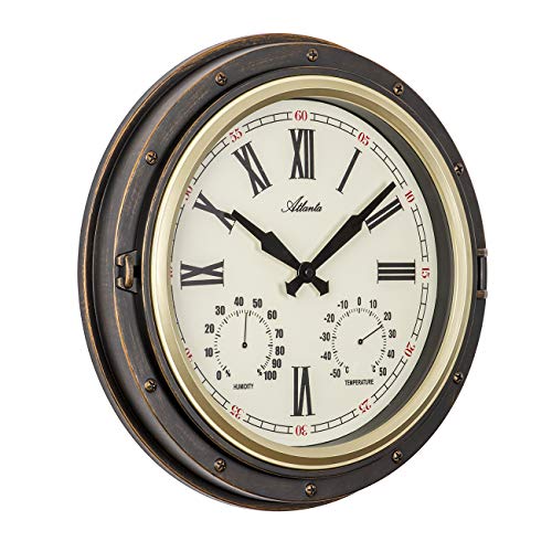 Wanduhr mit Thermometer Hygrometer für Innen und Außen Braun 40cm - 4546 Wanduhr mit Thermometer Hygrometer für Innen und Außen Braun 40cm - 4546 von Atlanta
