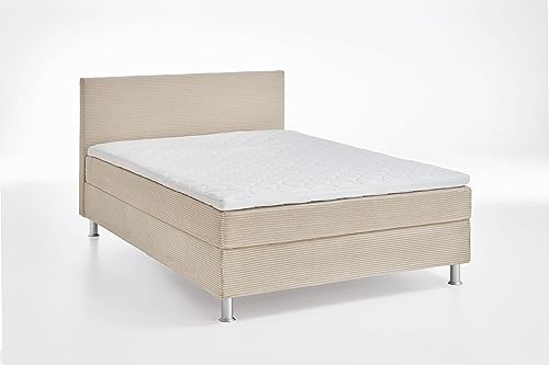 ATLANTIC home collection Boxbett inklusive Rost und Federkernmatratze, Stoff, Creme, 120 x 200 cm von Atlantic Home Collection