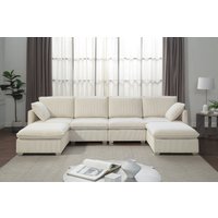 ATLANTIC home collection Wohnlandschaft, modularer 4-Sitzer mit 2 Hockern, weicher Cordbezug von Atlantic Home Collection