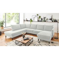 ATLANTIC home collection Wohnlandschaft "Rekvik U-Form", mit Wellenunterfederung, mit Massivholzfüßen von Atlantic Home Collection