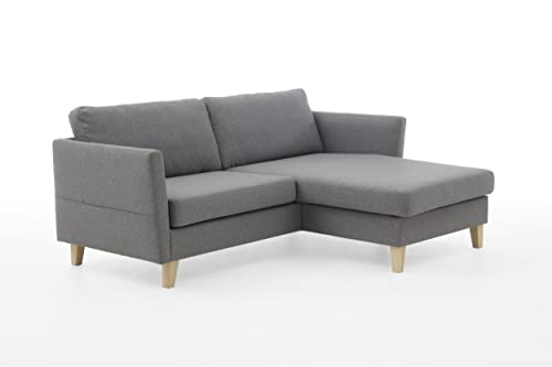 Atlantic Home Collection 2-Sitzer Sofa Mailo mit Links oder rechts montierbarem Longchair, Grau, Breite x Tiefe x Höhe: 204 x 85/150 x 82 cm von Atlantic Home Collection