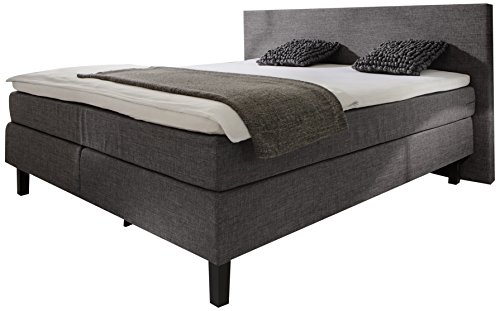 Atlantic Home Collection AMRUM Boxspringbett, Härtegrad H2,Massivholzrahmen 180 x 200 cm inklusive Topper, anthrazit von Atlantic Home Collection