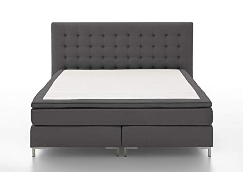 Atlantic Home Collection Boxspringbett ANNI, 140x200 cm, inklusive Topper (Härtegrad H3), dunkelgrau von Atlantic Home Collection