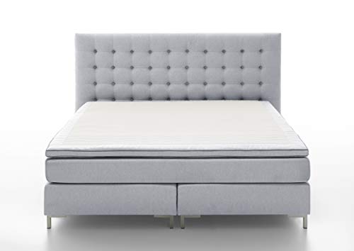 Atlantic Home Collection Boxspringbett ANNI, 140x200 cm, inklusive Topper (Härtegrad H3), hellgrau von Atlantic Home Collection