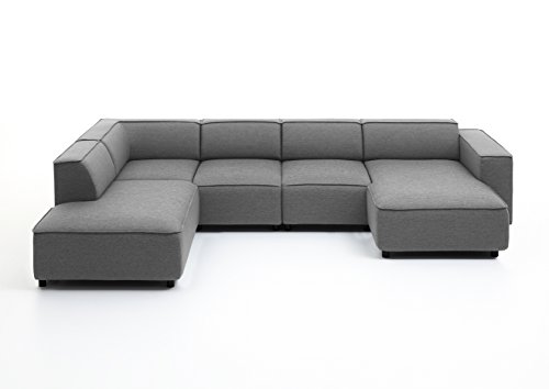 Atlantic Home Collection BULKY Wohnlandschaft Ecksofa, Récamière links, Stoff, hellgrau, 195 x 324 x 70 cm von Atlantic Home Collection