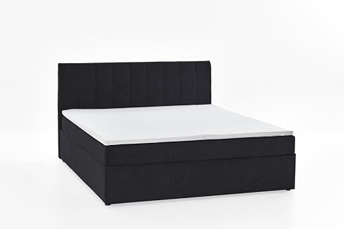 Atlantic Home Collection Boxbett ALVA inkl. Federkern-Matratze und Topper, Schwarz, 180 x 200 cm von Atlantic Home Collection