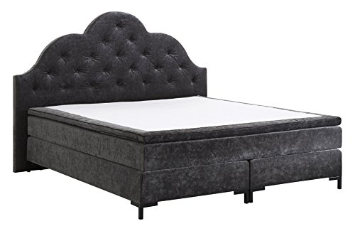 Atlantic Home Collection Boxspringbett CARO LUXE, 180 x 200 cm, inklusive Topper (Härtegrad H2), anthrazit von Atlantic Home Collection