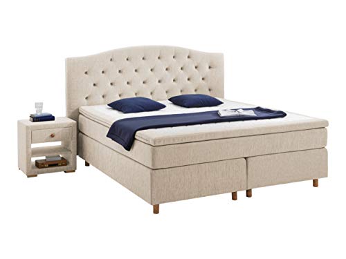 Atlantic Home Collection Boxspringbett CLAIRE, 180x200 cm, inkl. Topper (Härtegrad H2+H3 DUO), Creme von Atlantic Home Collection