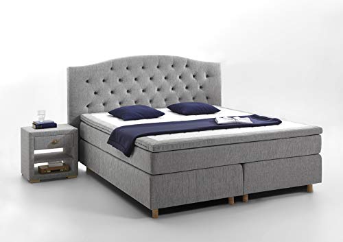 Atlantic Home Collection Boxspringbett CLAIRE, 180x200 cm, inkl. Topper (Härtegrad H3), Grau von Atlantic Home Collection