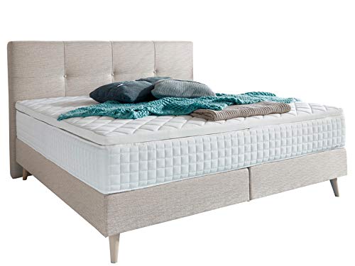 Atlantic Home Collection Boxspringbett FRANKA, 180x200 cm, inklusive Topper (Härtegrad H2), Creme von Atlantic Home Collection