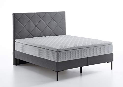 Atlantic Home Collection Boxspringbett FRAUKE, 180x200 cm, inklusive Topper (Härtegrad H2), grau von Atlantic Home Collection