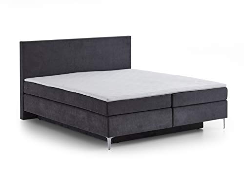 Atlantic Home Collection Boxspringbett LYNN, 160x200 cm, inkl. Bettkasten beidseitig und Topper (Härtegrad H2), anthrazit, rechteckiges Kopfteil von Atlantic Home Collection