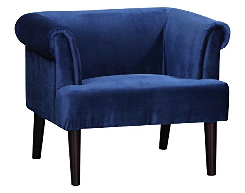 Atlantic Home Collection Charlie Sessel, Armlehnenstuhl mit Massivholzfüßen, Samt, Blau, 74 x 86x 70 von Atlantic Home Collection