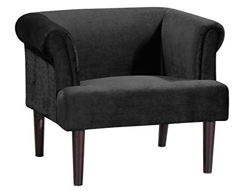Atlantic Home Collection Charlie Sessel, Armlehnenstuhl mit Massivholzfüßen, Samt, Schwarz, 74 x 86x 70 von Atlantic Home Collection