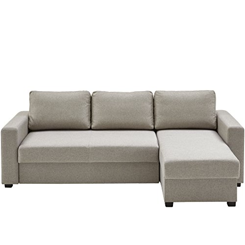 Atlantic Home Collection Schlafsofa mit Bettkasten, Polyester, Warmes Grau, L-Form Sofa DUBLIN von Atlantic Home Collection