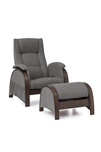 Atlantic Home Collection Felix Glider Schaukelstuhl, Schaukelsessel mit Schaukelhocker, Mutterschaftsstuhl, Strukturstoff, 3 grau, 79x80x103 cm (BxTxH) von Atlantic Home Collection