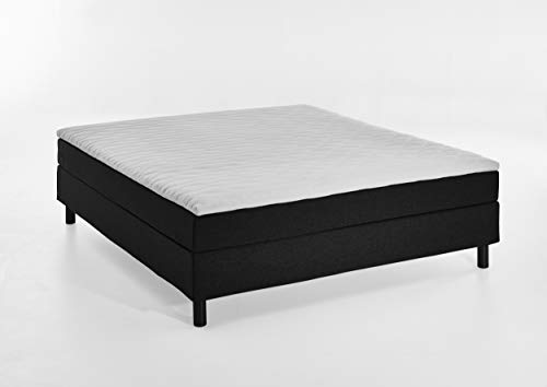 Atlantic Home Collection Happy Boxbett ohne Kopfteil, Bonellfederkern- Matratze, Härtegrad H2, Stoff, Schwarz, 160/200 cm, Liegehöhe ca. 58 cm von Atlantic Home Collection