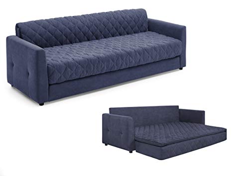 Atlantic Home Collection Kelly Schlafsofa mit Taschenfederkern und praktischem Topper, blau, 226x86x78 cm (BxTxH) von Atlantic Home Collection