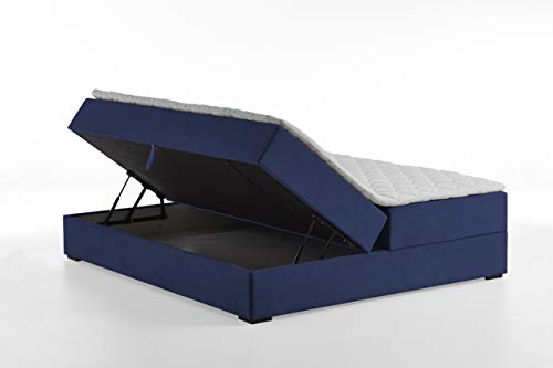 Atlantic Home Collection Lucy Boxbett ohne Kopfteil, Taschenfederkernmatratze, Härtegrad 2, inklusive Topper, Navyblau, 160 x 200 cm von Atlantic Home Collection