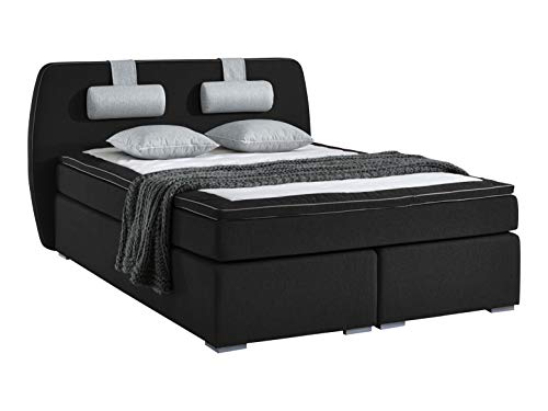 Atlantic Home Collection REX Boxspringbett, 7-Zonen Taschenfederkern, Härte H3, Schwarz, 140 x 200 cm von Atlantic Home Collection
