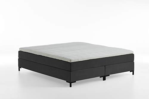 Atlantic Home Collection Romy Boxspringbett ohne Kopfteil, Taschenfederkernmatratze, Härtegrad 3, inklusive Topper, Anthrazit, 180 x 200 cm von Atlantic Home Collection