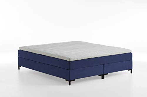 Atlantic Home Collection Romy Boxspringbett ohne Kopfteil, Taschenfederkernmatratze, Härtegrad 3, inklusive Topper, Navyblau, 180 x 200 cm von Atlantic Home Collection