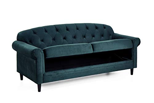 Atlantic Home Collection Sofa CARLA, mit Stauraumfunktion, Wellenunterfederung (NOSAG), Velourbezug in Samthaptik, Grün von Atlantic Home Collection