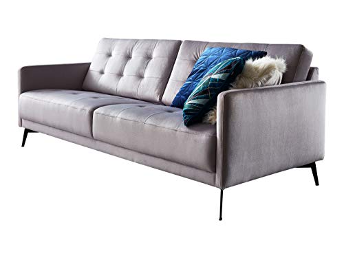 Atlantic Home Collection Sofa Couch Jakob, mit Wellenunterfederung und samtigem Bezug, hellgrau Sofas, Samtstoff, 3-Sitzer, 208x87x80 cm (BxTxH) von Atlantic Home Collection