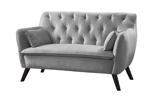 Atlantic Home Collection Sofa Janna, 2 Sitzer, Samt, Silber Grau, 137x76x79 cm (BxTxH) von Atlantic Home Collection