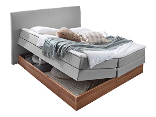 Atlantic Home Collection Stauraum Boxspringbett Michel, 7-Zonen Taschenfederkernmatratzen, Härtegrad H3, Grau, 180 x 200 cm von Atlantic Home Collection