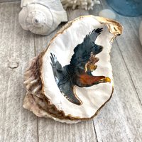 Austernschale Ringschale, Ringhalter Schale, Austernschale, Vogelschale, Schmuckschale, Decoupage Steinadler von AtlantiqueDesigns