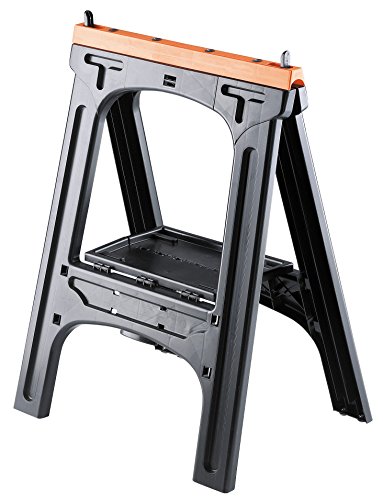Kunststoff Allzweckbock 2er Set, Tragkraft je Bock 200 kg, orange mit perforierter Ablageplatte von Atlantis-Electronic