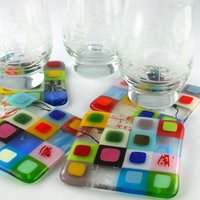 Geschmolzenes Glas Quilt Untersetzer Set von AtlantisDesigns