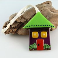 Haus Geschmolzenglas Ornament... Customized Mit Farben Ihres Hauses von AtlantisDesigns