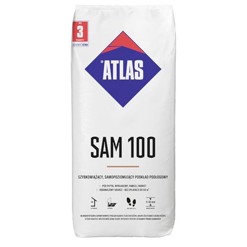 Ausgleichsmasse ATLAS SAM 100 25Kg selbstnivellierend Anhydrit Gips Basis 5-30 mm von Atlas
