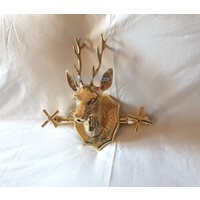 Unlackiertes Messing The Deer Wasserhahn Mit Einfachen Zwei Griffen Und Messingventil - Badezimmer Waschtischhahn, Küchenhahn von AtlasArtsDecor