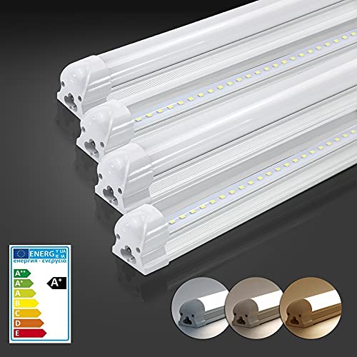 2er-Pack LED Leuchtstoffröhre 120cm, T8 LED Röhre mit Fassung komplett, 18W 1700lm 6000K Kaltweiß, durchverdrahtet & erweiterbare, Deckenleuchte für Büro Werkstatt Keller Shop, Milchige Abdeckung von Atlaz