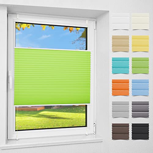 Atlaz Plissee Klemmfix ohne Bohren (35 x 110cm,Hellgrün) Plisseerollo Fensterrollo mit Klemmträger, Faltrollo Jalousie für Fenster und Tür, Blickdicht, Sichtschutz und Sonnenschutz von Atlaz