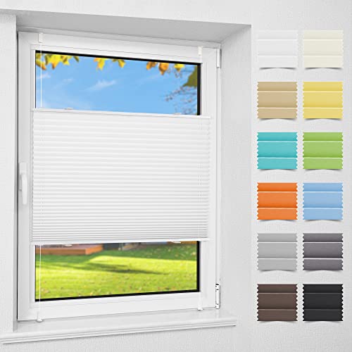 Atlaz Plissee Klemmfix ohne Bohren (35 x 90cm,Weiß) Plisseerollo Fensterrollo mit Klemmträger, Faltrollo Jalousie für Fenster und Tür, Blickdicht, Sichtschutz und Sonnenschutz von Atlaz