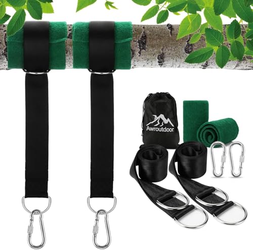 Schaukel- & Hängematte Befestigungsset 2er-Set – 150cm x 5cm Gurte mit 2 Baumschutzpolstern, 2 Premium-Karabinern, D-Ringen & Aufbewahrungstasche – 400 kg Tragkraft – für Hängesessel, Schaukel & Hänge Schaukel- & Hängematte Befestigungsset 2er-Set – 150cm x 5cm Gurte mit 2 Baumschutzpolstern, 2 Premium-Karabinern, D-Ringen & Aufbewahrungstasche – 400 kg Tragkraft – für Hängesessel, Schaukel & Hänge von Atliberswo