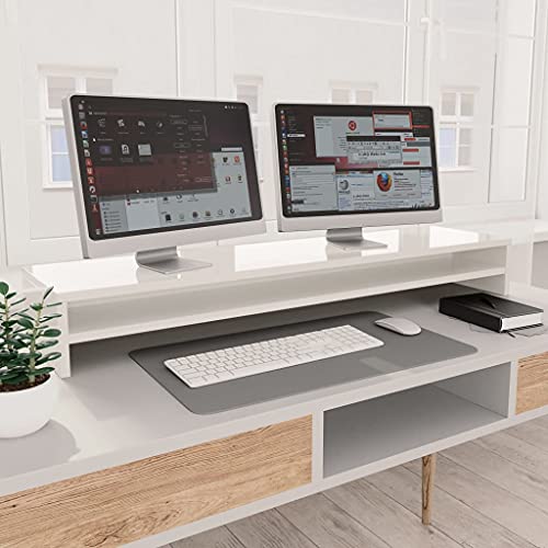 Atlojoys Monitorständer, Bildschirm-Ständer, Laptop-Druckerständer, für Laptop, Computer, Notebook, PC, Hochglanz-Weiß 100×24×13 cm Spanplatte von Atlojoys