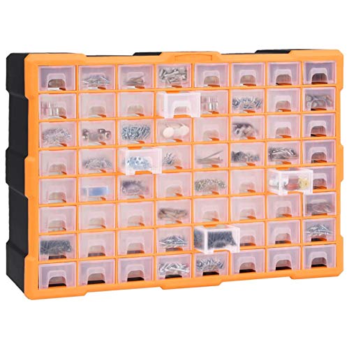Atlojoys Multi-Schubladen, Sortimentsschrank, Sortimentskasten, Kleinteilemagazin, Aufbewahrungsbox, Organizer mit 64 Schubladen, Sortimentskasten, Kleinteilemagazin, Aufbewahrungsbox, 52x16x37,5 cm von Atlojoys