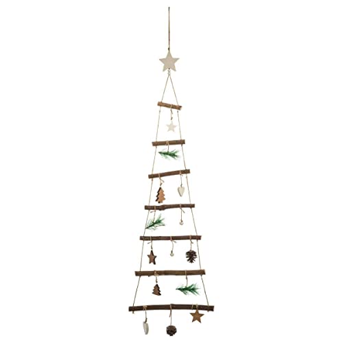 Atmosphera Weihnachtsbaum aus Naturholz, zum Aufhängen, Grün und Weiß von Atmosphera