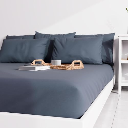 Atmosphère, Spannbettlaken, einfarbig, 140 x 190 cm, Jeansblau Atmosphère, Spannbettlaken, einfarbig, 140 x 190 cm, Jeansblau von Atmosphère