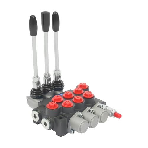3 Bank Hydraulisches Wegeventil Mehrwegeventil 40 L/min 3 Fach Mophorn Hydraulikventil Wegeventil mit roten Staubschutzkappen Hydraulisches Steuerventil Index Controller von Atnhyruhd