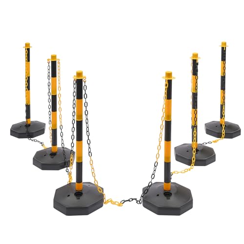 6 Stück Absperrpfosten Kettenpfosten Delineator Post mit füllbarer Basis Tragbarer Parkmast mit 5 Ketten Verkehrsbegrenzer für Parkplatz, Bauplatz 6 Stück Absperrpfosten Kettenpfosten Delineator Post mit füllbarer Basis Tragbarer Parkmast mit 5 Ketten Verkehrsbegrenzer für Parkplatz, Bauplatz von Atnhyruhd