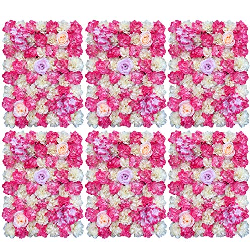 6PCS Künstliche Blumenwand Rosenwand Hintergrund Bühne Deko Hochzeitsfotografie künstliche Rose Wandpaneel für Hochzeit (Rosa) von Atnhyruhd