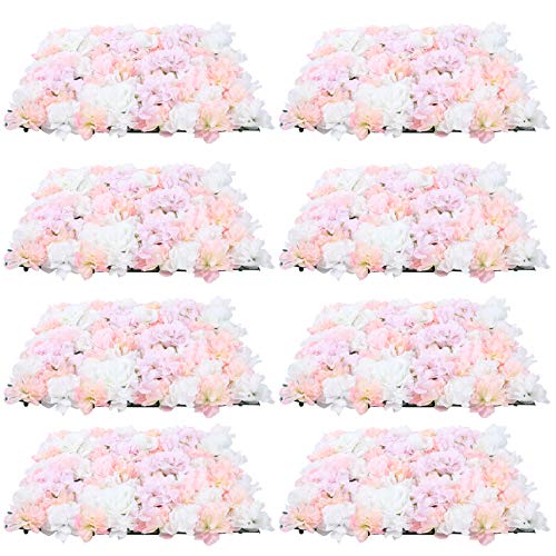 8 Stück Künstliche Blumen Wand Panel 3D Blume Wand Dekor Hochzeits-Hintergrund-Party Deko Blumen Hintergrund (Rosa) von Atnhyruhd