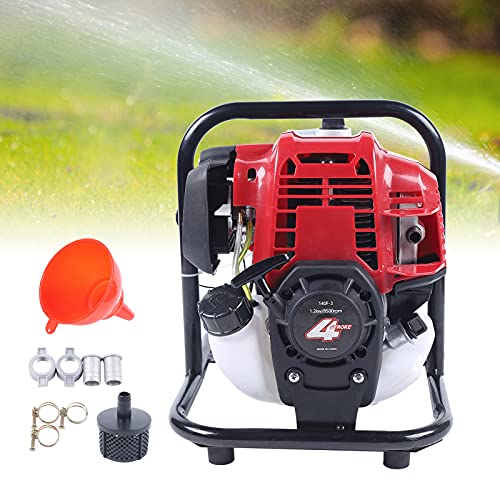 Atnhyruhd Benzin Wasserpumpe Benzin Wasserförderpumpe Gartenpumpe Motorpumpe Benzin Teichpumpe mit 4 Takt Motor Schmutzwasserpumpe 38CC Rot von Atnhyruhd
