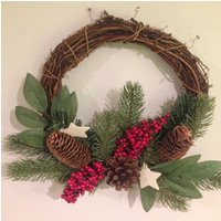 10" Winterkranz, Türkranz Weihnachten, Handgemachter Kranz, Weihnachtsblumenkranz, Winter Türkranz, Herbstkranz, Weihnachtsdeko, Herbstdeko von AtoZALFAM